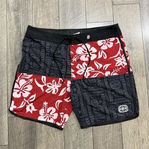 Vintage Surfwear Y2K Maui‎ Built Floral Tribal Baggy Swim Board Shorts Mens 40